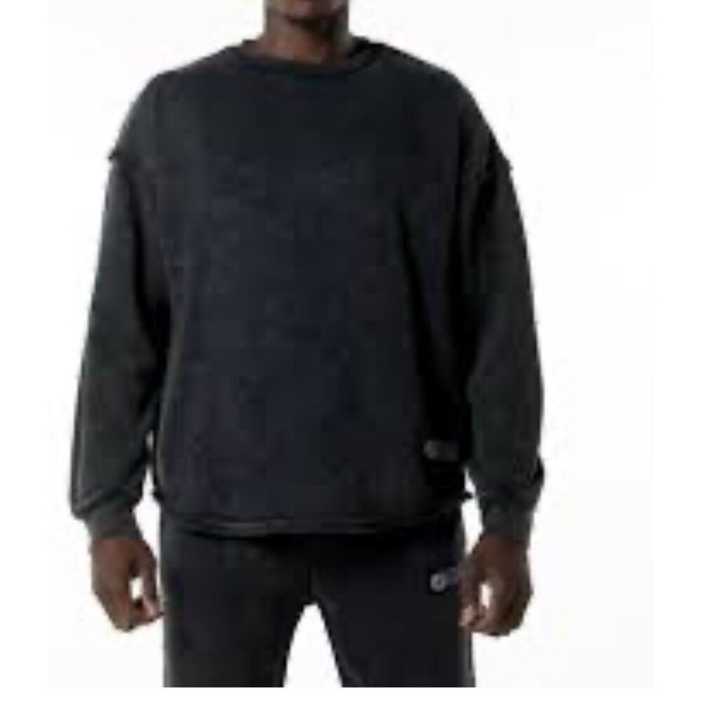 Alphalete Men’s Terry Oversized Pullover- Onyx, Size Large